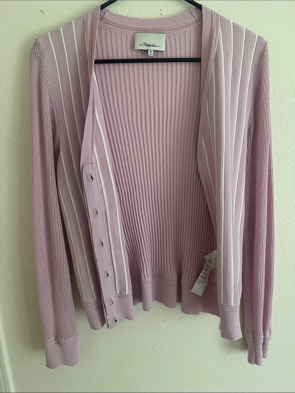 3.1 Phillip Lim Lilac Ribbed Button-Up Cardigan